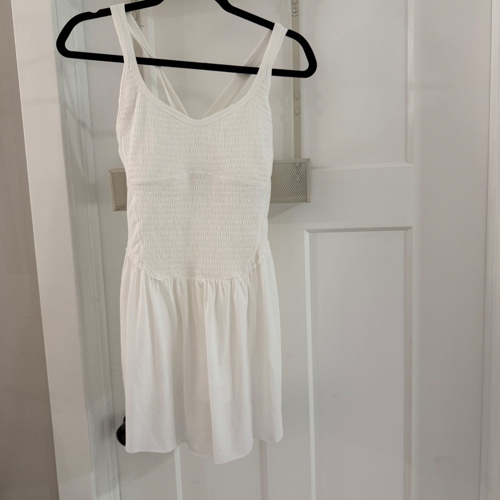 Free People Movement Smockin Hot Mini Dress White Smocked Tennis L Coquette